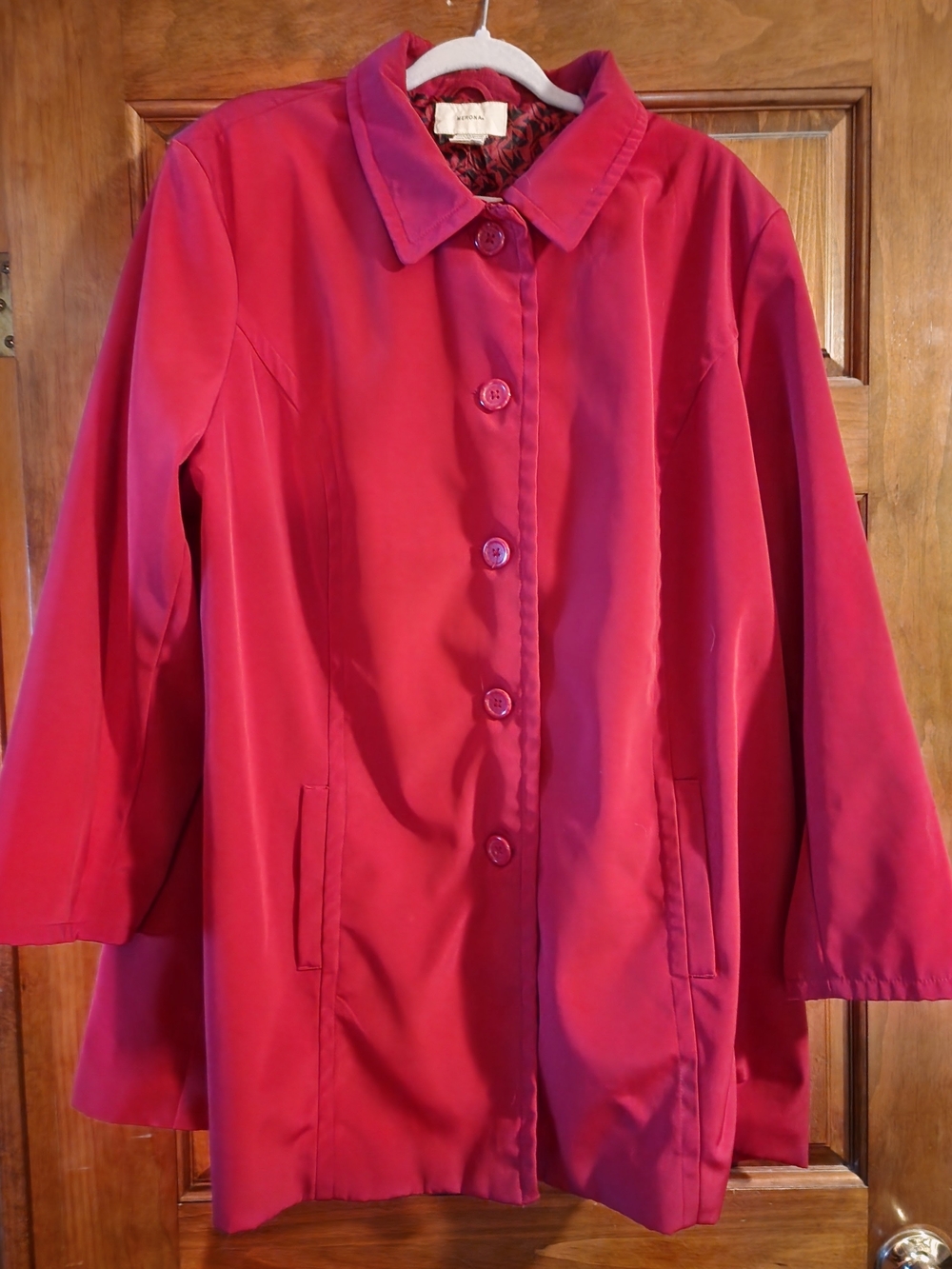 Merona Red Button-Front Trench Rain Coat 2X